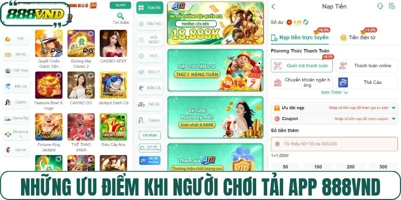 Những ưu điểm khi người chơi tải app 888VND